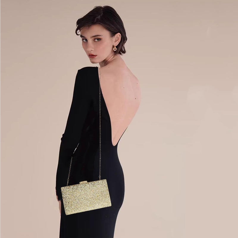 CARIEDO Women's Sparkling Clutch Purse Glitter Evening Bags Bling Handbag for Dance Wedding Party Prom Bride (Gold) - Image 5